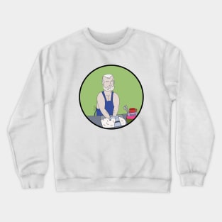 Elderly man washing the dishes Crewneck Sweatshirt